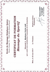 Certificat Massage Sportif